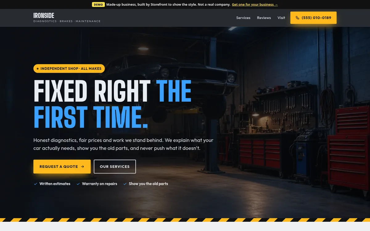 Demo site for a made-up auto repair shop