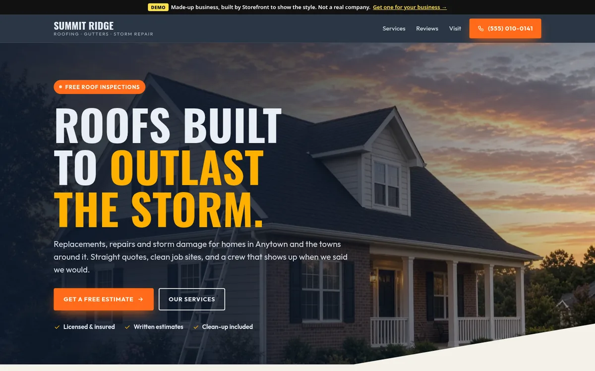 Demo site for a made-up roofing contractor